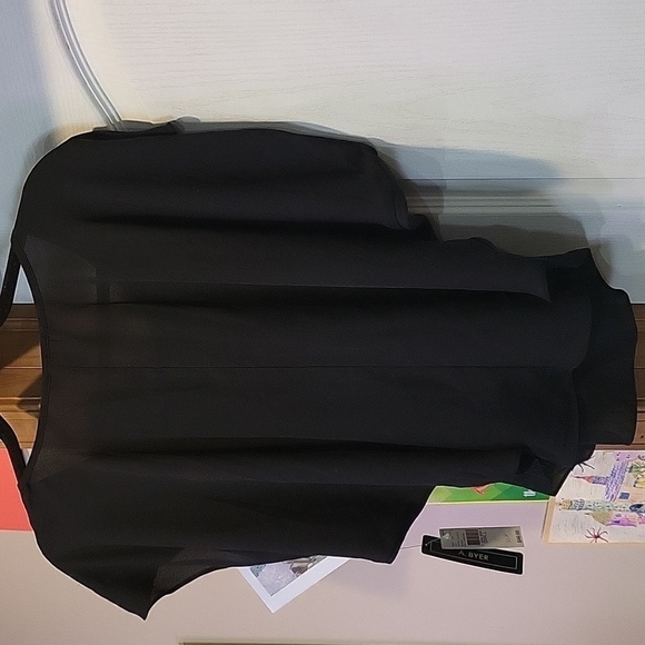 A.Byer Black Short Slv Blouse w/Removable Necklace NWT Jr Women’s Sz S - Picture 3 of 10